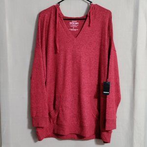Torrid 2X Red Relaxed Super Soft Plush Tunic Hoodie Extra Cozy & Comfy NWT $50